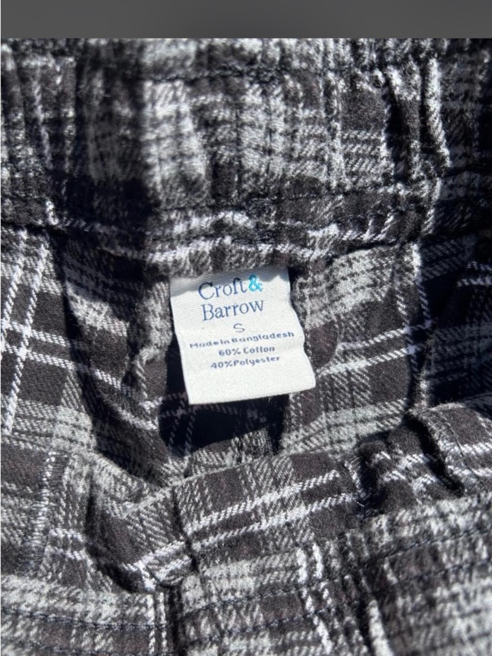 Croft & Barrow men’s small Black & White Plaid Lounge/pajama Pants - Picture 3 of 4